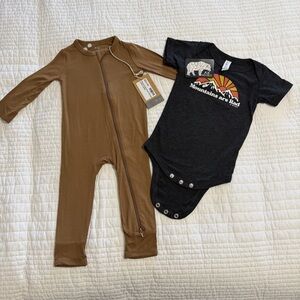NWT Baby Outfit Bundle | 6–12M | Kyte Bamboo Zipper Romper + Graphic Onesie